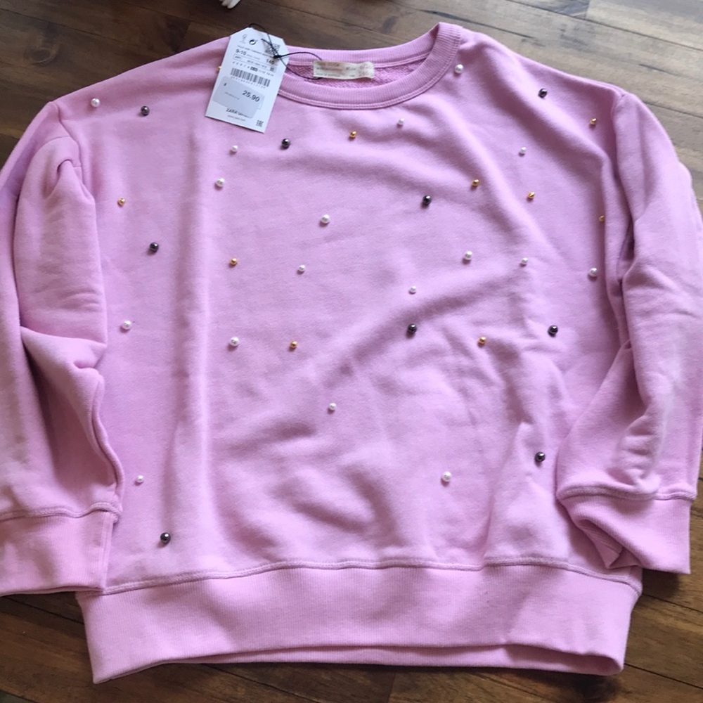 Girls light pink beaded sweatshirt